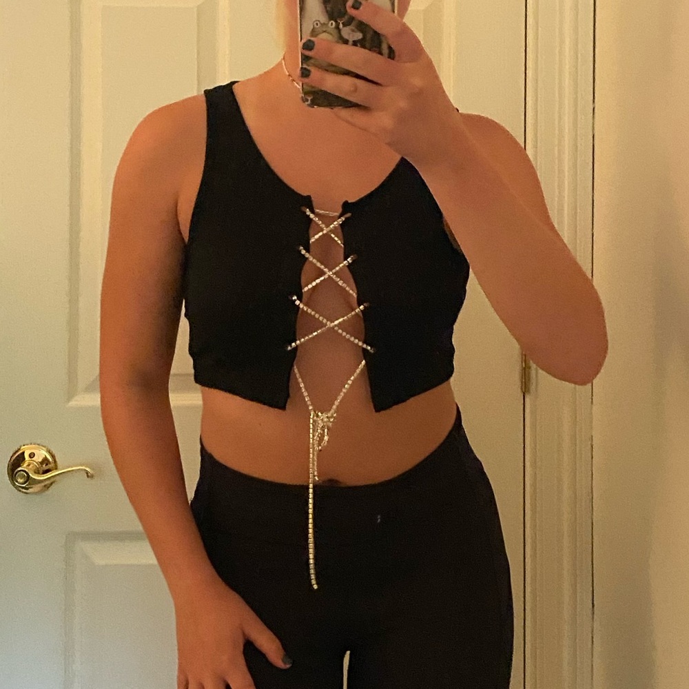 Shein sparkle chain top